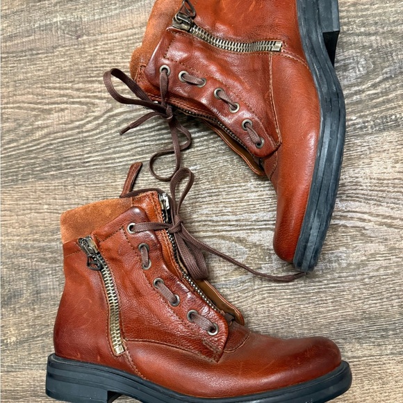 MJUS Sz. 38 (7.5) worn twice!! Brown Leather Ankle Boots zip suede top cognac - Picture 4 of 16